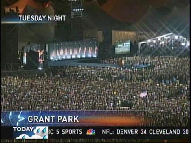 When asked about payment for the Election Night rally in Grant Park, Mayor Daley becomes defensive and challenges reporters to examine their 