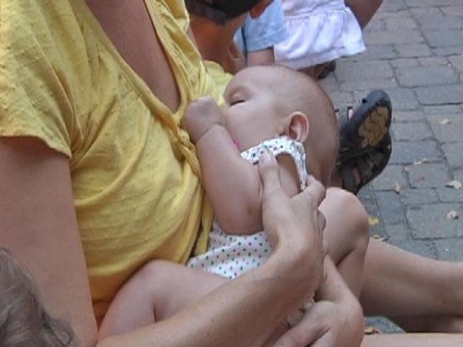 More than 30 mothers gathered near a Lincoln Square fountain and openly breastfed their babies on Friday to protest the harassment they say happens too frequently.