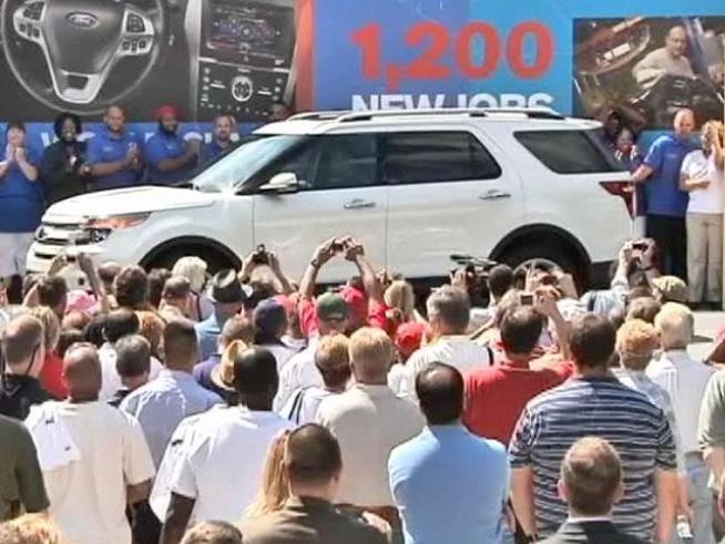 Music was blaring at Millennium Park on Monday as Ford rolled out its new Explorer, which will be built at a South Side plant.