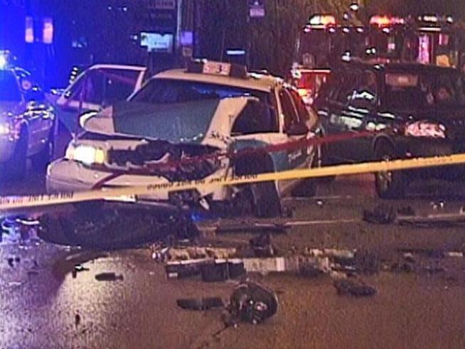 Nine people were injured, seven seriously, in a crash involving three vehicles on in the Logan Square neighborhood on the city's Northwest Side side early Saturday morning.