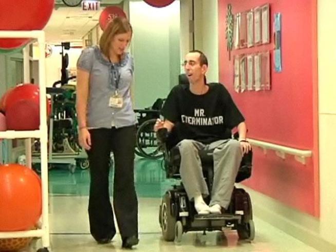 Despite being diagnosed at four-years-old with Myotubular Myopathy Scott Crane spreads holiday cheer as a volunteer at the Rehabilitation Institute of Chicago.