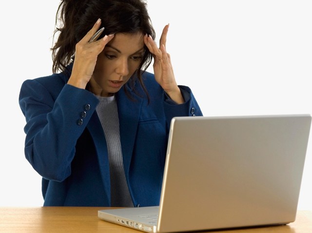 Stressed woman laptop