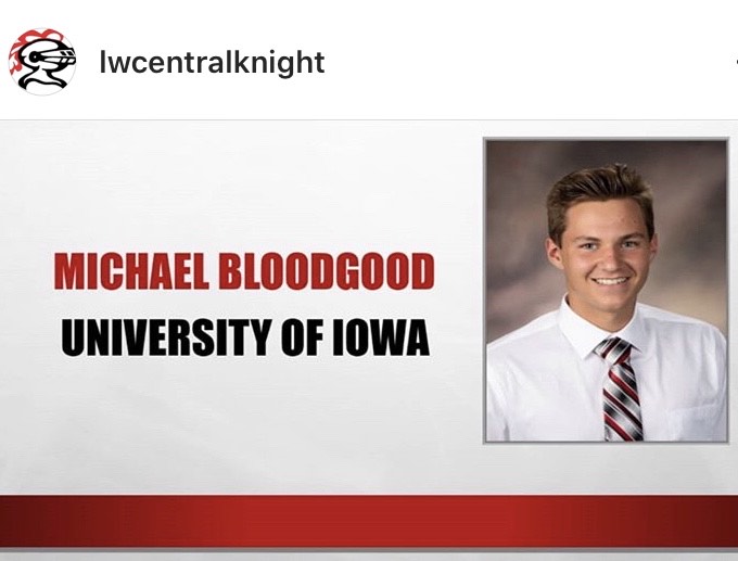 Michael Bloodgood<br>Lincoln Way Central<br>Attending University of Iowa, Major: Pharmacy
