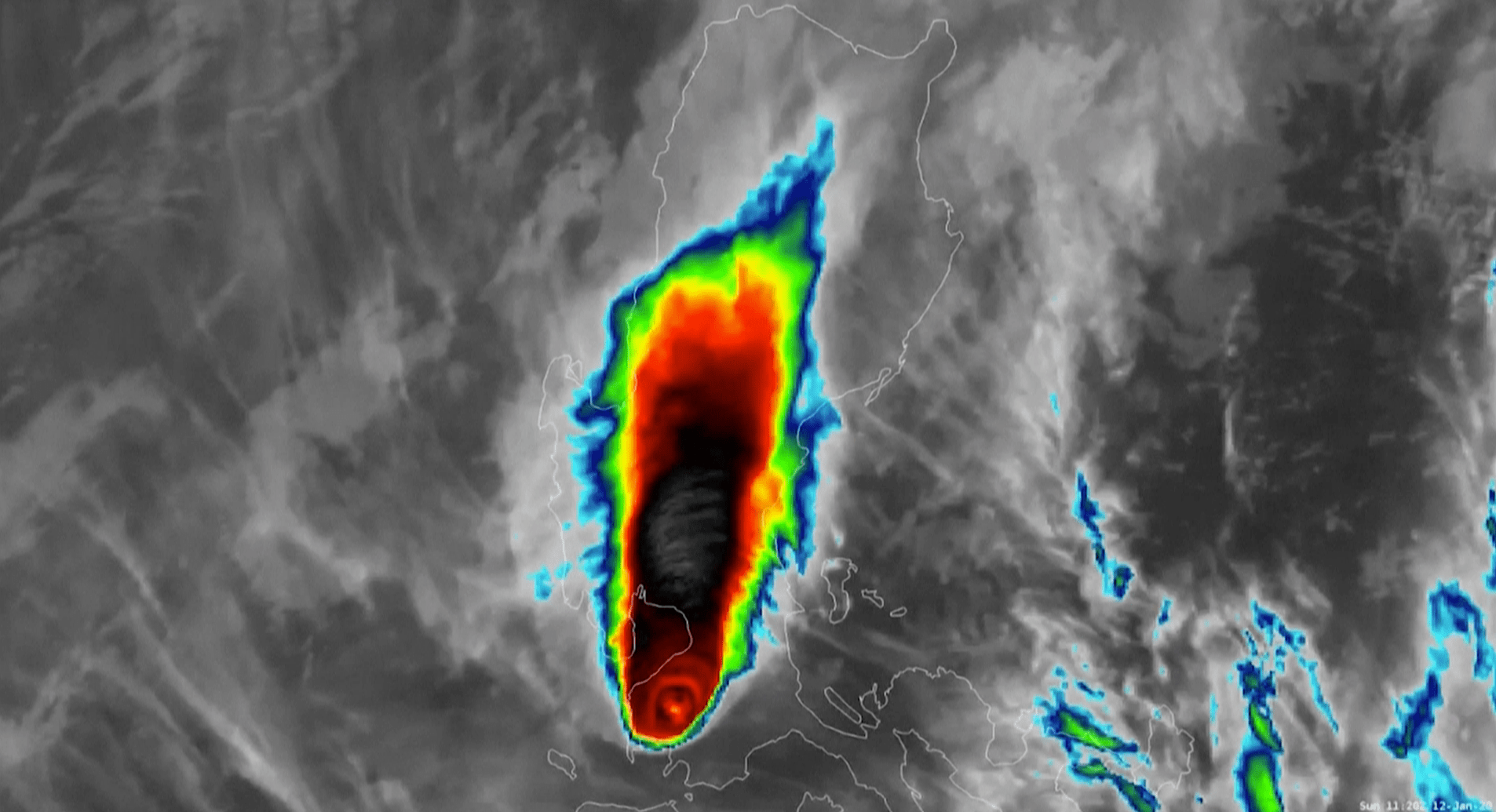 Satellite imagery over the Philippines shows the moment the Taal volcano erupted on Jan. 12, 2020, blasting steam, ash and pebbles miles into the sky.