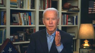 In this March 25, 2020, file photo from video provided by the Biden for President campaign, Democratic presidential candidate and former Vice President Joe Biden speaks during a virtual press briefing.
