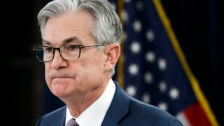 In this Tuesday, March 3, 2020 file photo, Federal Reserve Chair Jerome Powell pauses during a news conference to discuss an announcement from the Federal Open Market Committee, in Washington.