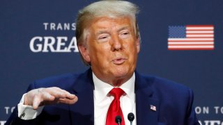 President Donald Trump speaks during a roundtable discussion about "Transition to Greatness: Restoring, Rebuilding, and Renewing," at Gateway Church Dallas, Thursday, June 11, 2020, in Dallas.