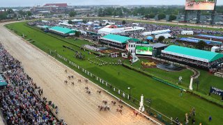 FILE - Country House, ridden by jockey Flavien Prat, crosses the finish line to win the 145th running of the Kentucky Derby at Churchill Downs, May 4, 2019, in Louisville, Ky.