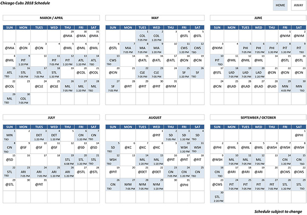 Cubs schedule deals