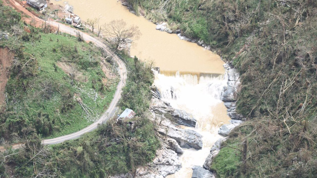 This photo shows the damages to the Guajataca dam in Puerto Rico where over 70,000 people were forced to evacuate due to the failing dam.