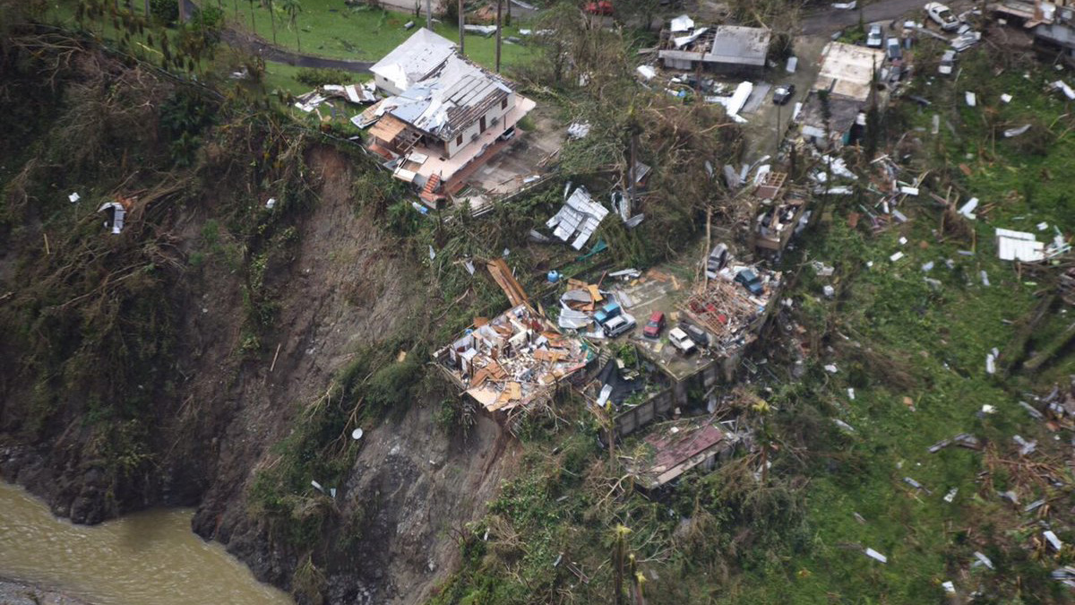 This aerial image shows significant damages on Sept. 23, 2017, after Hurricane Maria battered Puerto Rico.