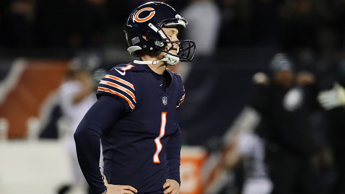 August 16, 2019, Chicago Bears quarterback Mitchell Trubisky (10) throws  the ball prior to the NFL preseason game between the Chicago Bears and the  New York Giants at MetLife Stadium in East