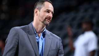 PORTLAND, OR – MAY 9: General Manager Arturas Karnisovas of the Denver Nuggets looks on before Game Six of the Western Conference Semifinals against the Portland Trail Blazers during the 2019 NBA Playoffs on May 9, 2019 at the Moda Center in Portland, Oregon. NOTE TO USER: User expressly acknowledges and agrees that, by downloading and/or using this photograph, user is consenting to the terms and conditions of the Getty Images License Agreement. Mandatory Copyright Notice: Copyright 2019 NBAE (Photo by Garrett Ellwood/NBAE via Getty Images)