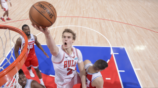 Lauri Markkanen #24 of the Chicago Bulls shoots the ball against the Sacramento Kings on December 2, 2019 at Golden 1 Center in Sacramento, California.