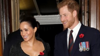 In this Nov. 9, 2019, file photo, Meghan, Duchess of Sussex and Prince Harry, Duke of Sussex attend the annual Royal British Legion Festival of Remembrance at the Royal Albert Hall in London.