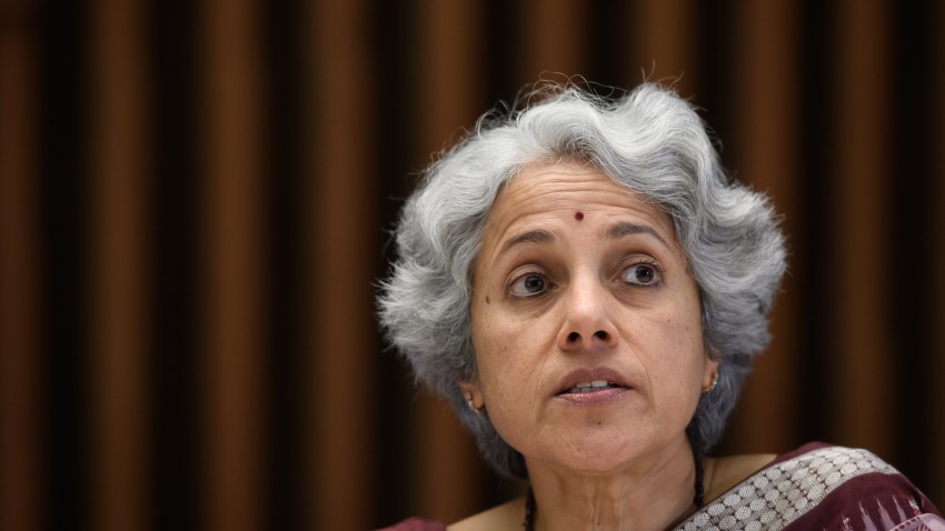 World Health Organization (WHO) Chief scientist Dr. Soumya Swaminathan at a news conference on Jan. 12, 2020, in Geneva.