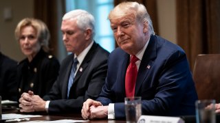 President Donald Trump leads a meeting with the White House Coronavirus Task Force