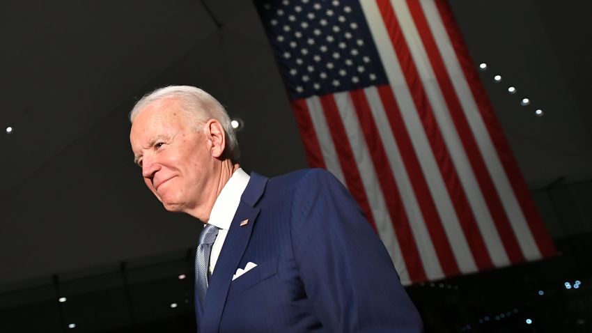 In this file photo, Democratic presidential hopeful former Vice President Joe Biden walks out after speaking at the National Constitution Center in Philadelphia, Pennsylvania on March 10, 2020.