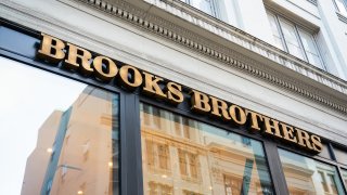 American men's clothier chain Brooks Brothers store and logo seen at one of their stores.