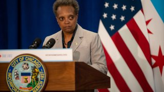 Chicago Mayor Lori Lightfoot speaks at City Hall