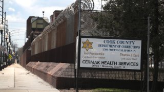 A fence surrounds the Cook County jail complex on April 09, 2020 in Chicago, Illinois. With nearly 400 cases of COVID-19 having been diagnosed among the inmates and employees, the jail is nation’s largest-known source of coronavirus infections.