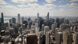 A view from the 360 Chicago observation deck