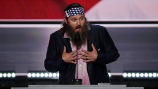 In this July 18, 2016, file photo, television personality and CEO of Duck Commander, Willie Robertson, speaks on the first day of the Republican National Convention at the Quicken Loans Arena in Cleveland, Ohio.