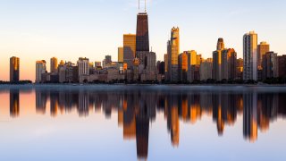Reflected, Chicago, Skyline, Lake Michigan, Illinois, America