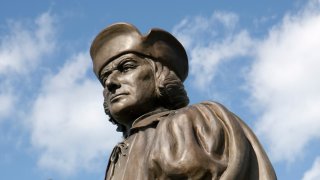 A statue of Christopher Columbus at Harbor Park