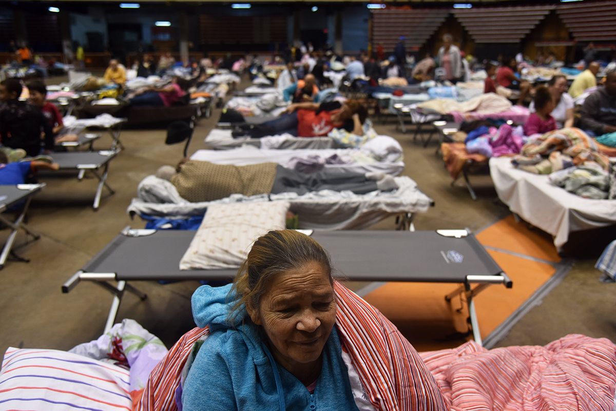 Librada is seen at the Roberto Clemente Coliseum refuge in San Juan, Puerto Rico, on Sept. 19, 2017, prior the arrival of Hurricane Maria after she voluntarily left her house for shelter. Maria headed towards the Virgin Islands and Puerto Rico after battering the eastern Caribbean island of Dominica, with the US National Hurricane Center warning of a "potentially catastrophic" impact.