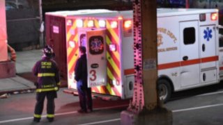 Authorities investigate the scene where a man was struck by a Green Line train Feb. 1, 2020 at the Pulaski station. | Carly Behm/Sun-Times