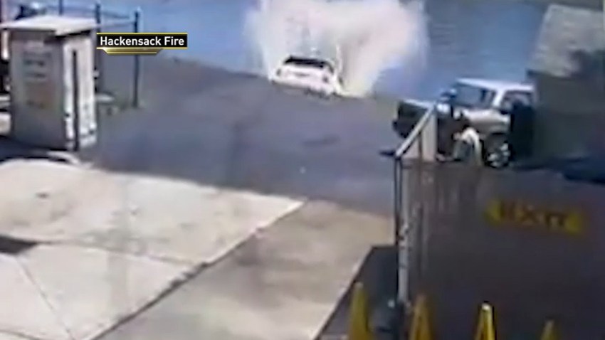 Hackensack Fire Video Car into River