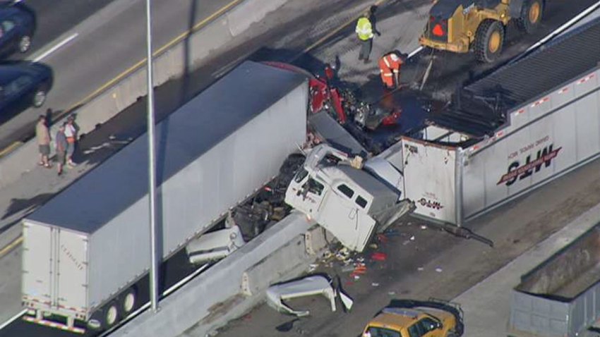 Head-On Crash Involving 3 Tractor-Trailers Snarls I-90 Traffic – NBC ...