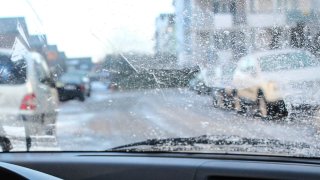 Wintry weather on a road