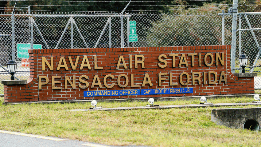 A general view of the atmosphere at the Pensacola Naval Air Station following a shooting on Dec. 6, 2019, in Pensacola, Florida.