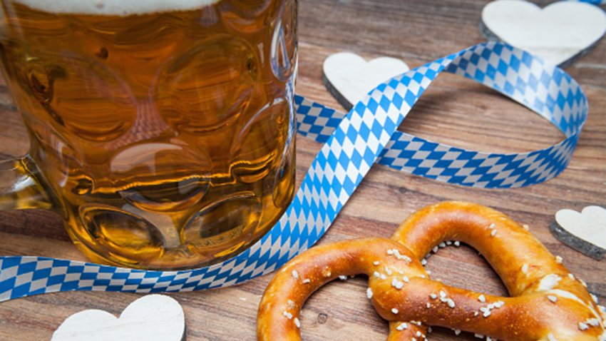 Oktoberfest pretzel and beer