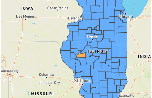 Illinois Launches New County Map To Show If You Re In A Warning Area Nbc Chicago