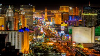 In this file photo, a view of the Las Vegas Strip, looking north from the Foundation Room atop the Mandalay Bay Hotel and Casino in Las Vegas on Monday, Nov. 2, 2015.