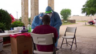 Thursday morning firefighters from the city of Wylie Fire-Rescue administered coronavirus tests for 80 residents and about 110 employees at Founders Plaza Nursing and Rehabilitation.