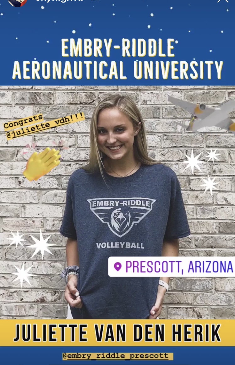 Juliette Vandenherik <br>Hersey High School <br>Attending Embry-Riddle Aeronautical University in Prescott AZ, studying aeronautical science and playing volleyball. Wants to become an airline pilot.