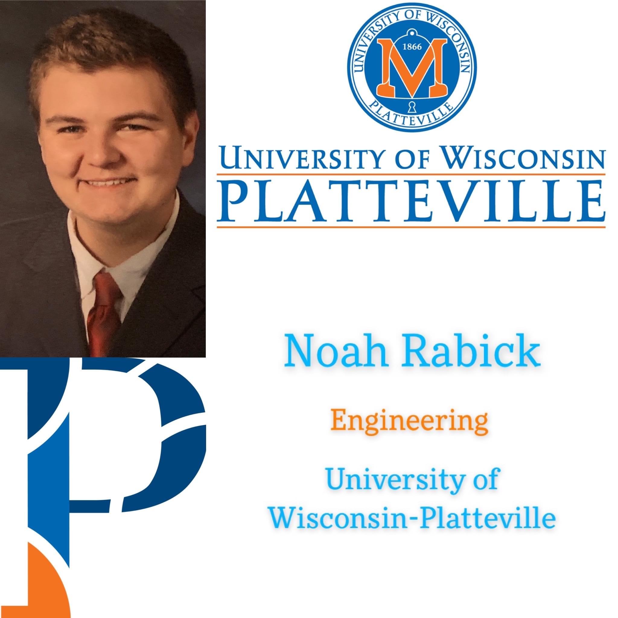 Noah Rabick <br>Marian Central Catholic High School <br>Attending University of Wisconsin-Platteville