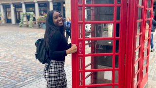 Miriam Chamberlain poses for a photo during her trip to London. The 22-year-old journalism student tested positive from the coronavirus when she returned from her trip abroad.