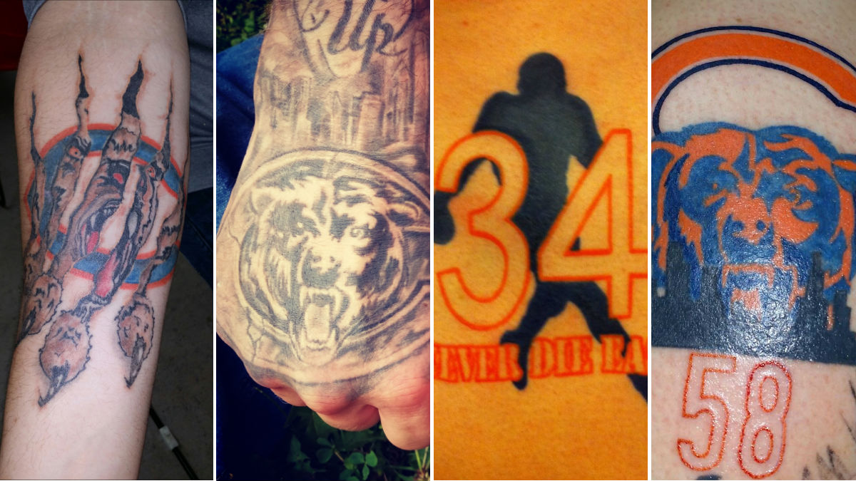 Chicago Bears 4x7 Face Tattoo