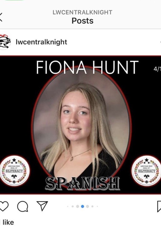 Fiona Hunt <br>Lincolnway Central High School <br>Attending Elmhurst College