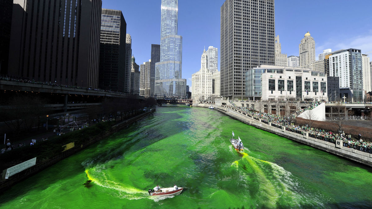 What To Know About The Chicago River Dyeing For St Patrick S Day NBC   Green River Dye Chicago Getty 