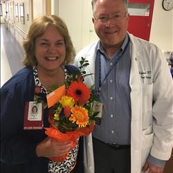 “My husband, Paul Hoffmann is a Respiratory Therapist and is the Manager of the Respiratory department at Advocate/Aurora Lutheran General. He has worked at the hospital since 1979. I am a Nurse at Advocate Lutheran General. I am a Care Manager on the Respiratory Unit and Medically Managed Unit. I have been at the hospital for 40 years this July. We are committed and dedicated to caring for each and every patient.”