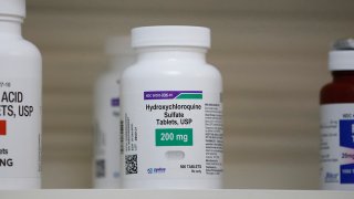 In this May 20, 2020, file photo, hydroxychloroquine sits on a shelf at Rock Canyon Pharmacy in Provo, Utah.