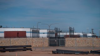 The Immigration and Customs Enforcement El Paso Processing Center is seen from a distance around which protesters drove in a caravan demanding the release of ICE detainees due to safety concerns amidst the COVID-19 outbreak on April 16, 2020 in El Paso, Texas.