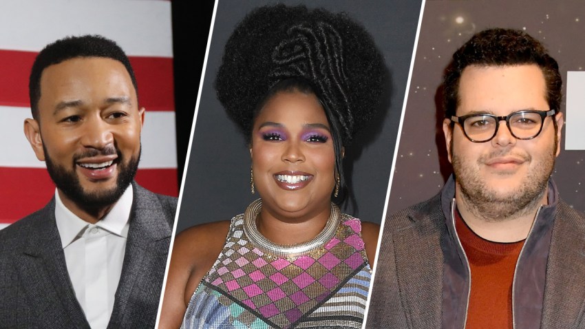 Artists John Legend (left), Lizzo (center) and Josh Gad (right).
