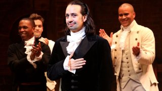 In this July 9, 2016, file photo, Lin-Manuel Miranda performs his final performance as "Alexander Hamilton" in "Hamilton" on Broadway at The Richard Rogers Theatre in New York City.